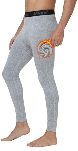 Runhit Thermounterhose Herren Lang, Thermo Lange Unterhosen Fleece Leggings Winter Thermounterwäsche Skiunterwäsche Männer Funktionsunterwäsche Thermohose Extra Warme Unterwäsche Hose
