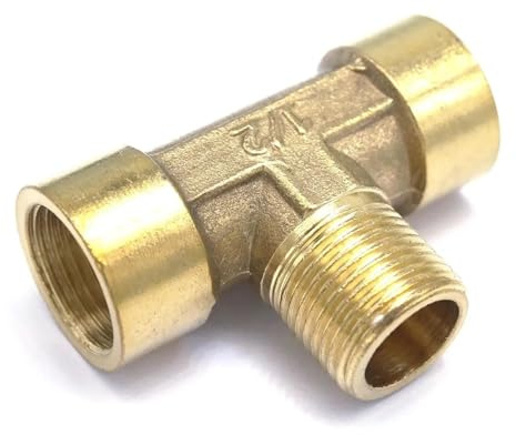 Raccord de tuyau séparateur 3 voies en laiton, femelle-mâle-femelle, 3/8 BSP, for eau, gaz, huile, 8 bars