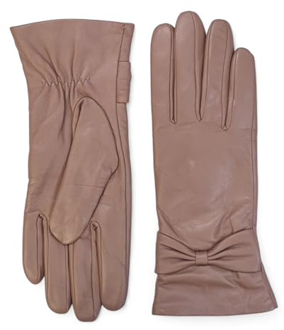 Infinity Leather Italienische Damen Winterhandschuhe aus Leder Wollfutter, Touchscreen Kompatibel, Wasserabweisende Fahrhandschuhe mit Schleifendesign