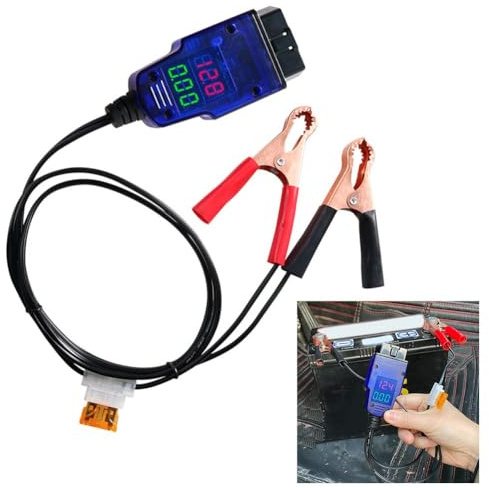 Opatiny OBD Power Cable with Digital Voltage Display, 12V Memory Saver Battery Connector Clip for Car Battery Replacement, Blue