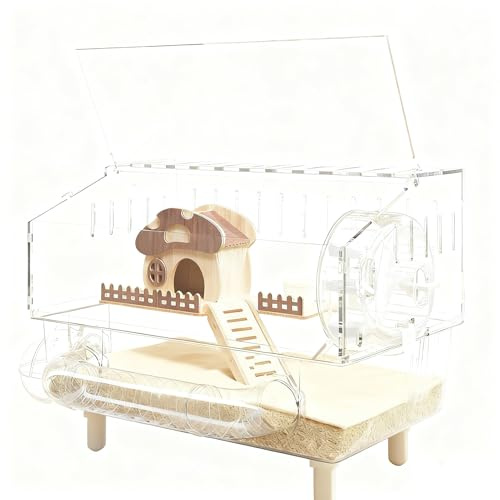 Hamsterkäfig – Laufrad, doppellagig, geräumiger Lebensraum, robustes Werkzeug für Zuhause, Spielplatz für Aktivitäten | Spielplatz für kleine Tiere, die gerne reisen, für Anima