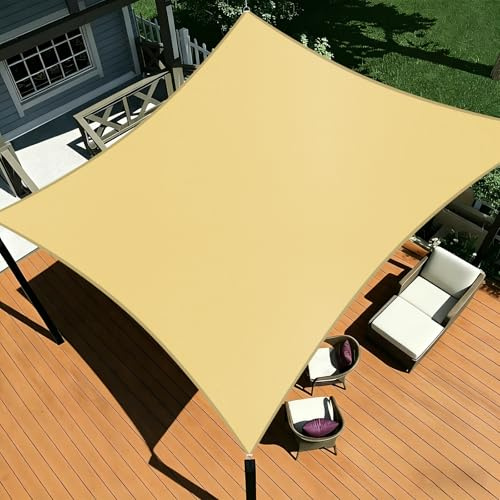 Shade&Beyond Voile d'Ombrage 3x5m Rectangulaire Imperméable, Voile Ombrage avec 95% Protection UV pour Terrasse, Jardin et Piscine Extérieure,Sable