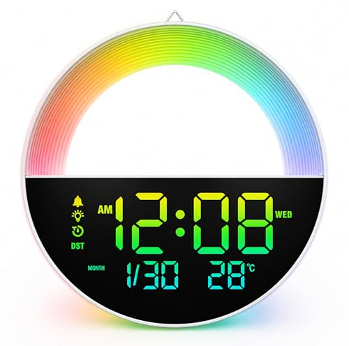 ZENITHTIME 10 Zoll LED Wanduhr mit Nachtlicht, Fernbedienung, 11 RGB Farben, Temperaturanzeige, Datum & Wochentag – Elektrische Digitaluhr für Schlafzimmer, Wohnzimmer – Automatische Helligkeit