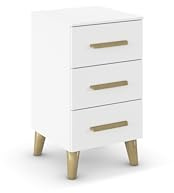 Rauch Möbel ADITIO, Nachttisch, Farbe Weiß, Maße 40x72x42 cm | Nachtkommode im Skandi-Design, 3 Schubladen, Soft-Close, Massivholz Griffe und Füße, Schlafzimmer, Jugendzimmer, Gästezimmer