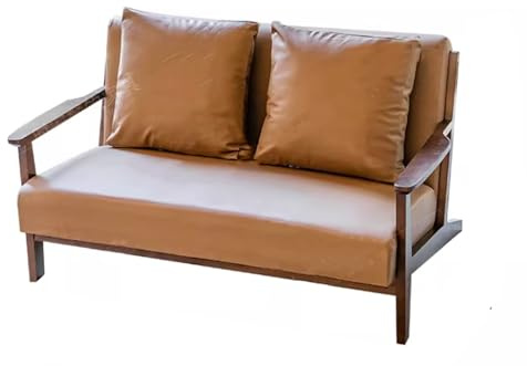 KIBONCY Vintage-Loungesessel, Lederpolsterung Und Massivholzrahmen, Bequemer Sessel for Wohnzimmer, Zuhause, Wohnung, Café Oder Geschäft(G)