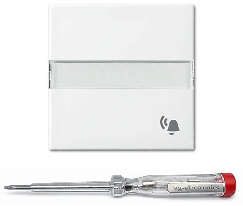 Spannungsprüfer 120-250V® + BUSCH-JAEGER Wippe 2506 N/KI-914 m.Beschriftung Klingel balance SI alpinweiß