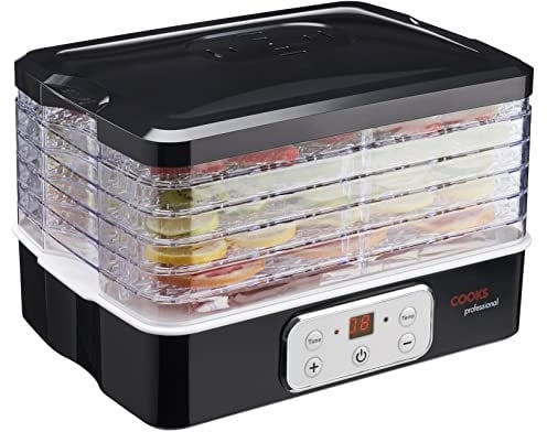 Cooks Professional Food Dehydrator | Food Dehydrators with Trays | Fruit Dryer Machine for Home | Adjustable Temperature Control and Timer 240W | (5 Tier)