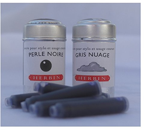 Set of 12 J Herbin Black and Grey ink cartridges