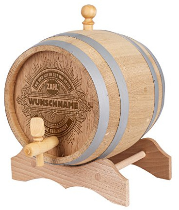 Herz & Heim® Holzfass mit Gravur - Auf die Gesundheit - speziell zum Geburtstag mit Alter und Name
