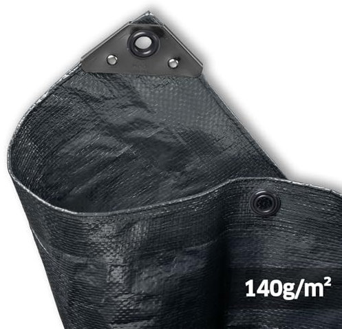 NOOR Abdeckplane Profi - 140g/m² -6x8 m - Anthrazit - Allzweckplane für Schutz vor Witterung - Ideal geeignet für Gartenbereich - UV-stabilisiert, beidseitig beschichtet, wasserfest und abwaschbar