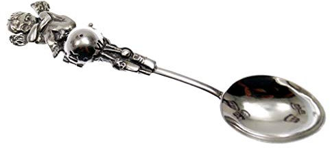 Bagatela.de Cuillère pour baptême Enfant avec Montre Porte-Bonheur en Argent Sterling 925