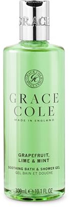 Grace Cole Bath & Shower Gel Grapefruit Lime & Mint Fragrance 300ml - Essential Oils - Vegan and Cruelty Free, No SLS or Parabens - Made In England