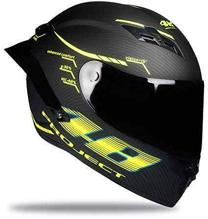 Woljay Integralhelm Helm Motorradhelm Motocross Offroad Moto Street Helme Fahrrad Helme (L, Carbon-Lackierung matt)