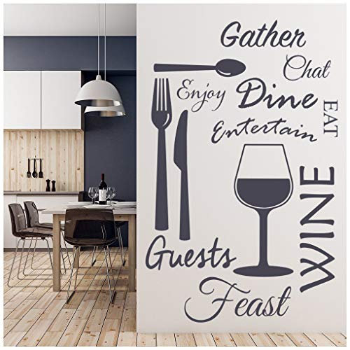 azutura Wine Dine Kitchen Wall Sticker available in 5 Sizes and 25 Colours Fuchsia Pink