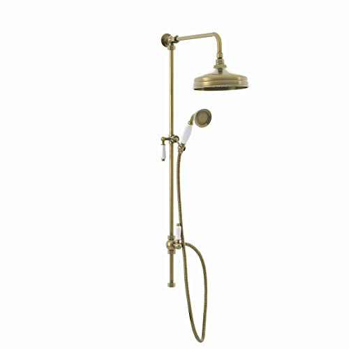 ENKI RG045 Downton Traditional Rigid Riser Kit, Antique Brass, Rainfall