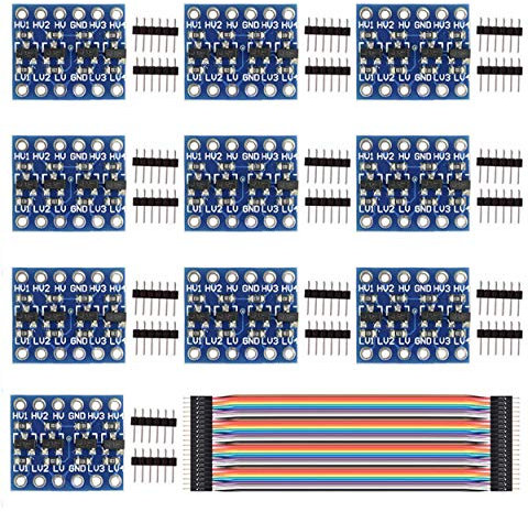 Youmile 10 Pcs 3.3V to 5V 4 Channels IIC I2C Logic Level Converter Bi-Directional Shifter Module for Arduino/Raspberry Pi with Dupont Cable