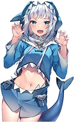 Gawr Gura Anime Aufkleber Peeker – Wasserdichter Vinyl Autoaufkleber für Fenster & Stoßstange – 13cm Car Wrap Sticker