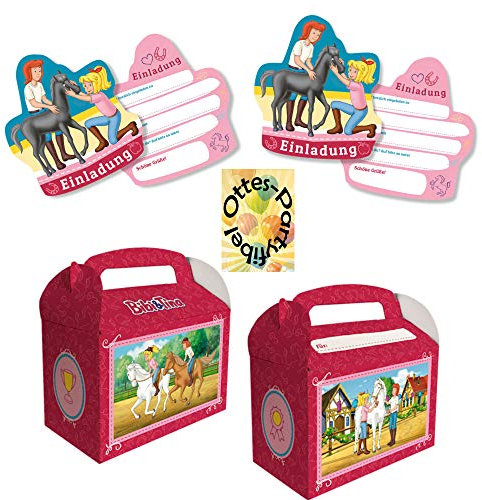 HHO Bibi und Tina-Party-Set Erweiterung 1 : 6 Einladungen 6 Geschenkboxen