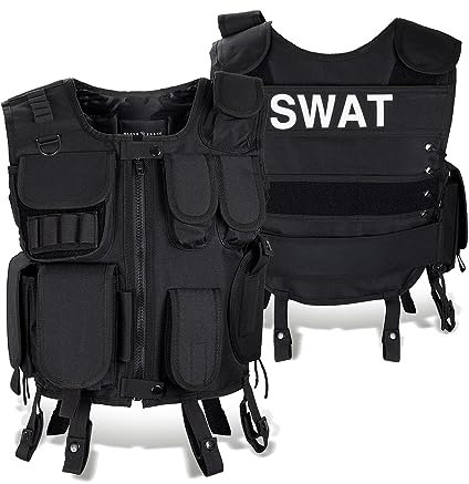 Black Snake® SWAT Einsatzweste Taktische Weste schwarz Paintball Softair Gotscha Brustschutz - XS/S - SWAT