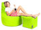 PATCH HOME Patchhome Gamer Kissen Lounge Kissen Sitzsack Sessel Sitzkissen Bean Bag + Würfel/Hocker mit Reißverschluss bereits befüllt (Neon Gelb, XXL - Ø80cm Sessel + 35x35cm Würfel)