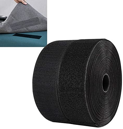 TEUVO Klettband Selbstklebend zum Fixieren von Sofakissen und Teppichen, Nylon Klettverschluss zum Befestigen, Montieren und Verbinden von Anwendungen um Haus Büro Schule, 5cm X 4M