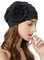 ZLYC Damen Beanie Mütze mit Blumen Elastischer Chemo Hut(Blumen Schwarz)