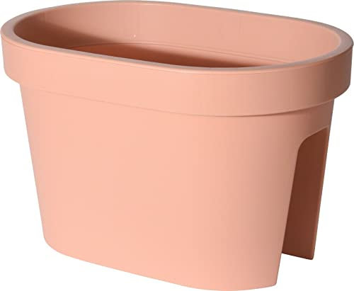 Plastic Flower Bridge Hanging Planter Fence Balcony Rail Railing Flower Herb Trough Plant Pot (Small, Terracotta)