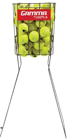 Gamma Sport-Tennisball-Hopper Hi-Rise 75, langlebig, praktisch, robuste Konstruktion für einfaches Aufnehmen, Tragen und Aufbewahren, hält 75 Tennisbälle, Silber