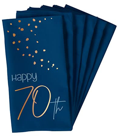Folat 66270 Servietten Elegant True Blue 70 Jahre 33x33cm - 10 Stück