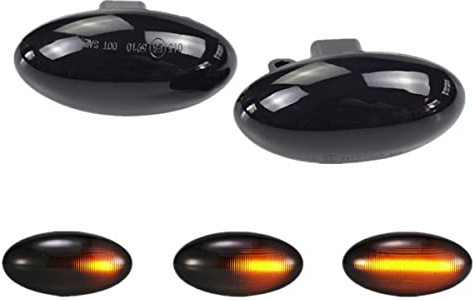 LEDFEWAG 2 piezas LED Luces Intermitentes Dinamicos Laterales Ahumados Coche Compatible Para Peugeot 307 206 407 107 607 1007 Compatible para Citroen C1 C2 C3 C5 C6