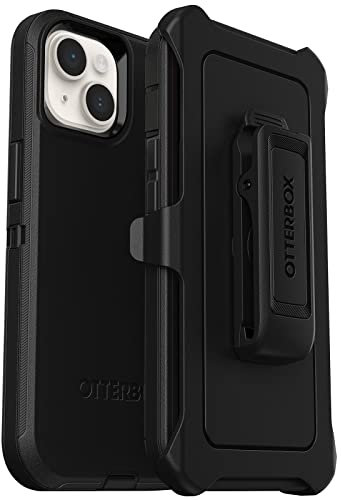 OtterBox iPhone 14 Plus Defender Series Case - BLACK, rugged & durable, with port protection, includes holster clip kickstand