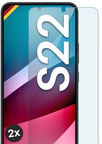 moex Schutzfolie für Samsung Galaxy S22 Glas 9H Härte, gehärtetes Schutzglas, Panzer Schutz Glas Displayschutz Folie, kompatibel mit jeder Handy Hülle, ShockProtect 2 Stück