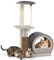 GYMAX Cat Tree Tower, Multi-level Cat Activity Tree with Top Perch, Comfy House, Hanging Rope and Natural Sisal Wrapped Scratching Posts, Indoor Kitten Playground for Climbing & Sleeping (Grey)