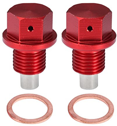 A ABSOPRO 2 Juegos M12x1.25 Tornillo Tapón Carter Drenaje Aceite Aleación con 2 Arandela Rojo
