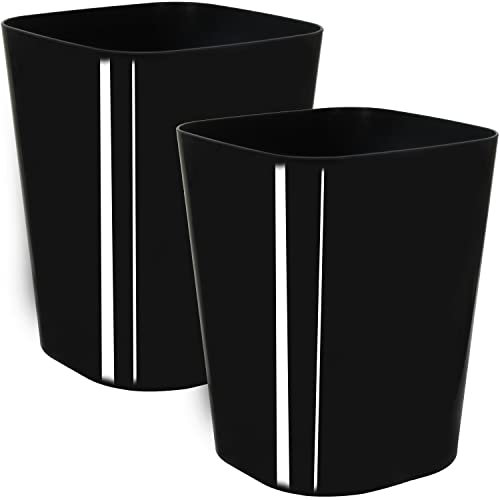 Youngever Paquete de 2 cubos de basura cuadrados de 1.5 galones, contenedores de basura de plástico, cubos de basura pequeños para oficina en casa, sala de estar, sala de estudio, cocina, baño (negro)