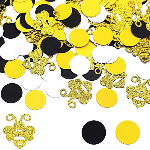 JIHUOO 180 Stück Glitzer Bienen Konfetti Tischkonfetti Streudeko Tischdeko Tisch Deko Tischdekoration für Geburtstag Hochzeit