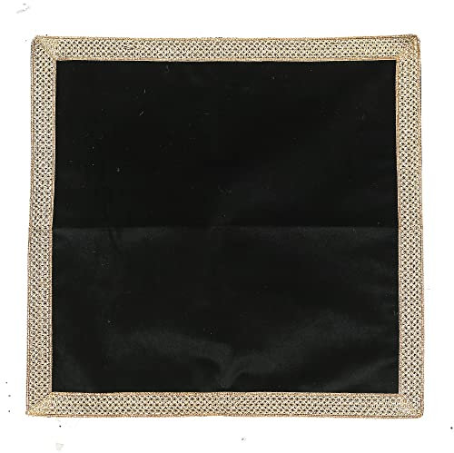 Indian Consigners Kleines einfarbiges Samttuch für Mehrzweckgebrauch, schwarz