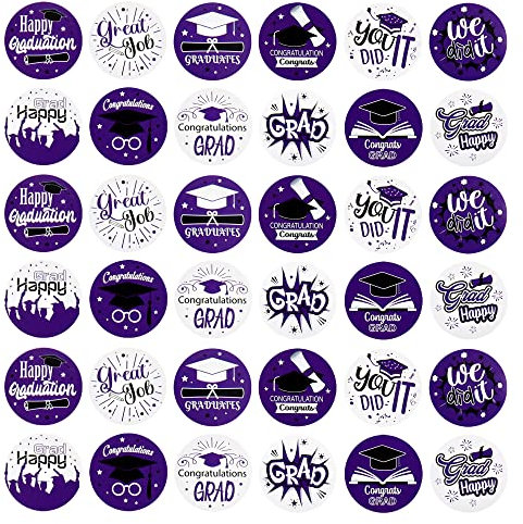 Ercadio Confezione da 10 adesivi di laurea viola classe del 2023 adesivi rotondi per etichette 2023 Congratulazioni Grad adesivi per laurea decalcomania sigillante per sacchetti di caramelle regali