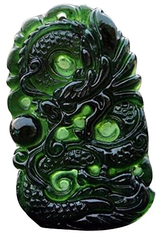 Jade Halskette für Männer | Drachen Halsketten Jade Anhänger | Frauen Mode Charming Schmuck Echte Jades Stein Handgeschnitzten Amulett Geschenke Zubehör Delr, 1