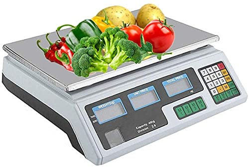 AUGUSE Balance de Cuisine, Pesage de calcul de Prix de Balance électronique numérique, Balance de Plate-Forme de Magasin Commercial de 40 kg for Balance de Fruits et légumes