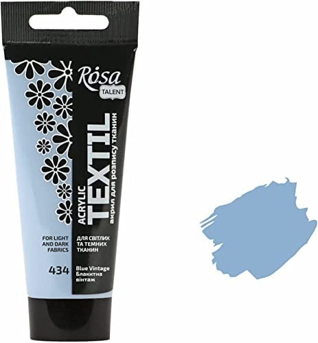 Krevo Art Pinturas para telas resistentes a los lavados, pintura textil vintage, azul, pintura acrílica a base de agua, tubo de 60 ml, lavable a máquina para fijar, cobertura intensiva para tejidos