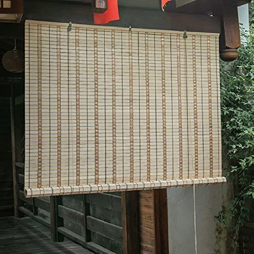 Bambusrollo Sonnenschutz 90% Verdunkelung Sonnenschutz Rollo Bambus Bambus Imitat Fensterläden PVC Wasserdicht Sichtschutz Rollos In Bambus Atmungsaktives Bambus Raffrollo Jalousine Für Gärten (Size