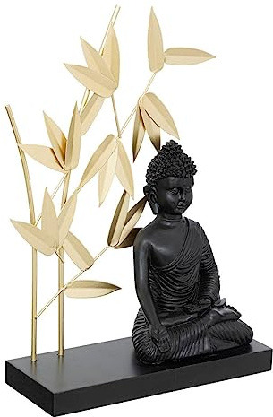 Deko-aufsteller Buddha aus Holz & kunstharz h31cm schwarz - Atmosphera créateur d'intérieur