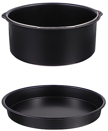 HOMSFOU 1 8 Zubehör Für Heißluftfritteusen Air Fryer Auflaufform Kochgeschirr Für Heißluftfritteusen Kuchenform Aus Der Heißluftfritteuse Kuchenfass Mini Tiefe Bratpfanne Rostfreier Stahl