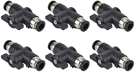 Sporgo 6 Stück Pneumatik Steckverbinder 6 mm: Pneumatischer Kugelhahn zum Verbinden Steuern von Pneumatikschläuchen, Pneumatik Druckluft Absperrhahn Rundschnur für Gas Schnellkupplung