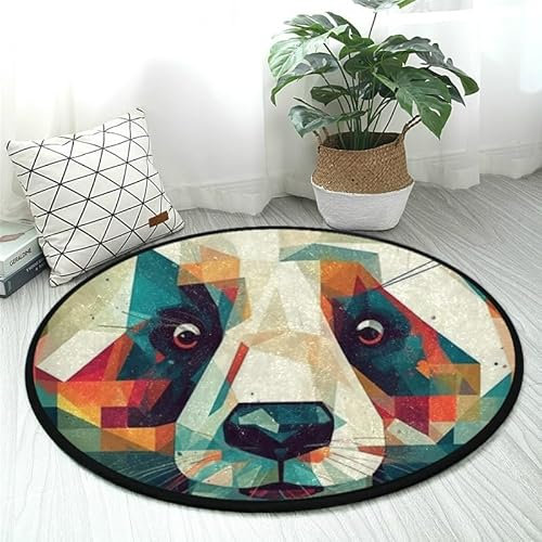 DNOVING Runder Panda-Teppich, 91 cm, rutschfest und weich, ideal für Badezimmer, Küche, Wohnzimmer, waschbar, kein Ausfallen