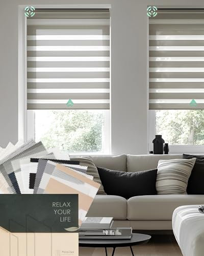 Yoolax Motorized Blinds with Remote, Compatible with Alexa, Privacy Zebra Shades for Windows, Fabric Sample (Multicolor)