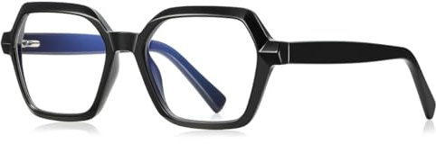 kachawoo Verres à filtre de lumière bleue sans ordonnance TR90 verres carrés monture femmes grandes lunettes hexagonales