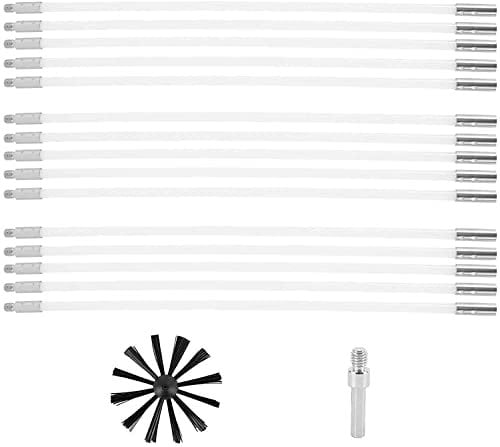 Chimney Sweep Kit, Chimney Sweep Brush, 9 Nylon Rods 1 Brush, Chimney Balloons for Fireplace, Chimney Typhoon Power Sweeping Set, Chimney Cleaning Kit (15 Rods + 1 Brush)
