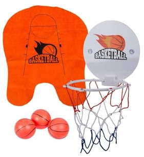 Basketball-Spielset für Toilette mit Korb, Teppich und 3 Mini-Bällen – Basketballspiel zum Spielen im Badezimmer, mit Saugnapf, 26 x 18 x 12 cm